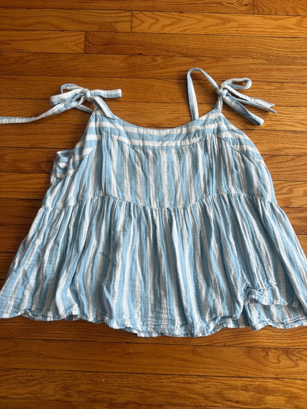 Old Navy Blue and White Striped Tie-Shoulder Camisole